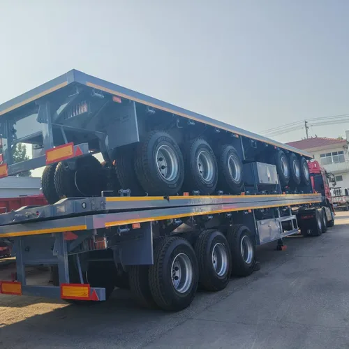 3 Axle Flatbed Semi Trailer For Heavy Cargo Transport