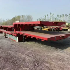 Low Bed Semi Trailer with Tool Box, Drop Deck Semi-Trailer for Excavator & Heavy Machinery Haulage