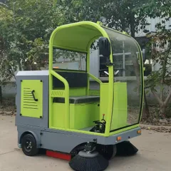 YJ-1500 Semi-enclosed Ride-on Floor Sweeper Maintenance-free Battery Industrial Road Cleaner
