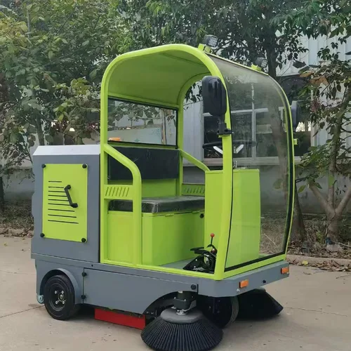 YJ-1500 Semi-enclosed Ride-on Floor Sweeper Maintenance-free Battery Industrial Road Cleaner