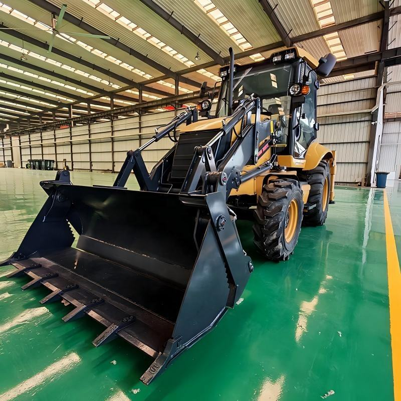 4x4 backhoe excavator loader performing multi-purpose earthmoving tasks