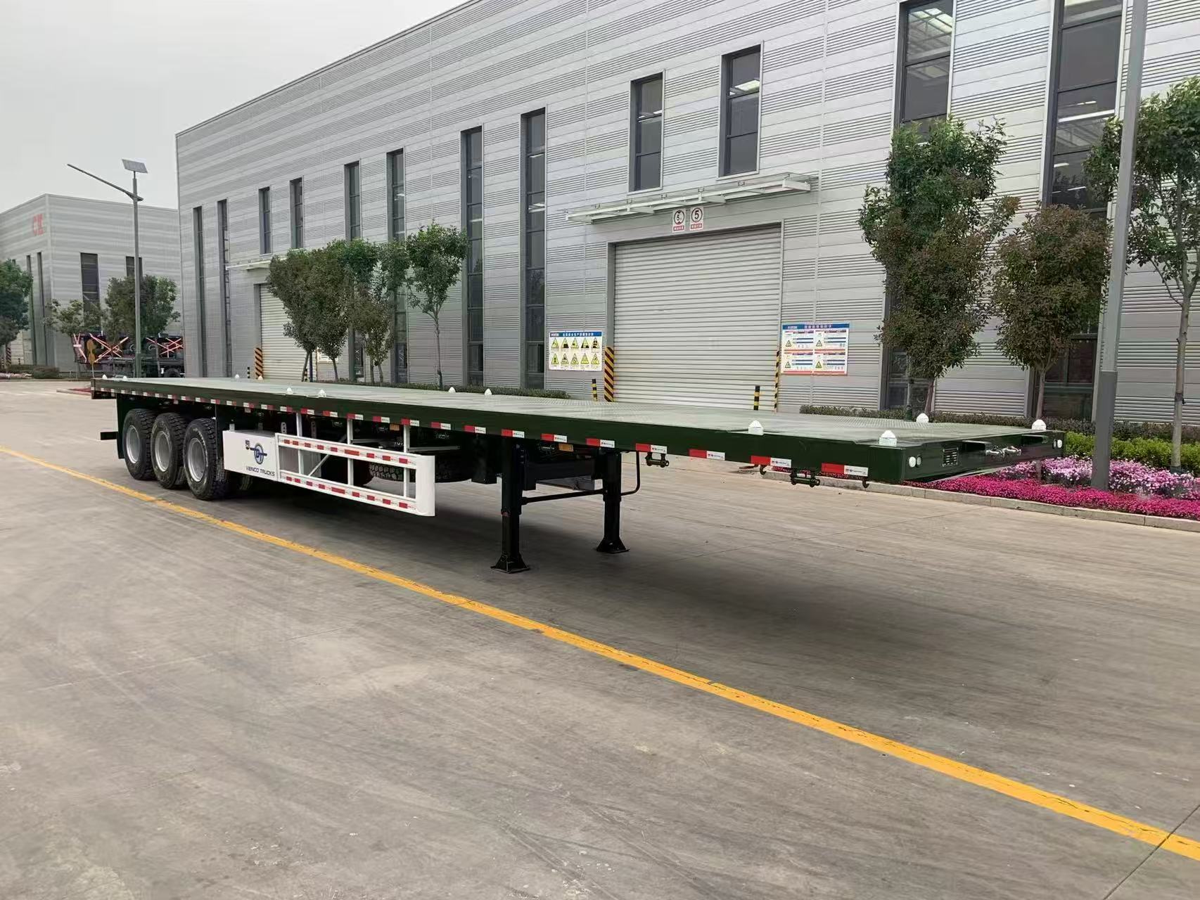 Tri-Axle Flatbed Container Semi Trailer 13m-16m Flat Bed Container Transport Trailer Factory Direct Price