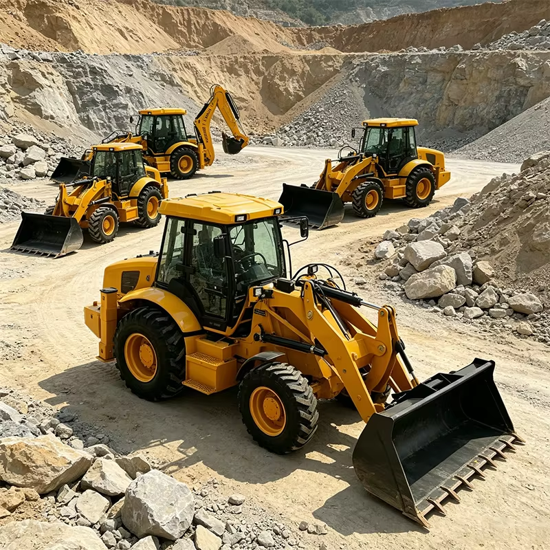 Industrial backhoe loader for excavation and material loading