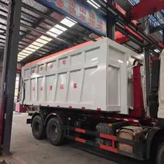 Custom Large Engineering Hook Arm Construction Waste Transfer Bin 30 Cubic Meter Muck Roll Off Box High Power Full Auto Electric Sealed Tarpaulin Sanitation Hook Lift Bin