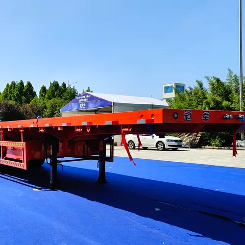 Used 3 Axle Low Flatbed Semi Trailer, Machinery Transport Flat Trailer With Spring Ramp For Africa & Southeast Asia Export