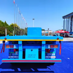 Used Thick I-beam Low Flatbed Semi Trailer, 3 Axle Mine Machinery Transport Trailer With ABS Air Brake