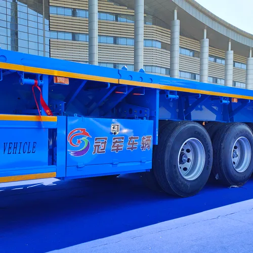 Used Thick I-beam Low Flatbed Semi Trailer, 3 Axle Mine Machinery Transport Trailer With ABS Air Brake