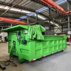 Custom Thickened Hook Arm Construction Waste Transfer Bin 7 Cubic Meter Engineering Roll Off Box Full Auto Electric Sealed Tarpaulin Sanitation Hook Lift Bin