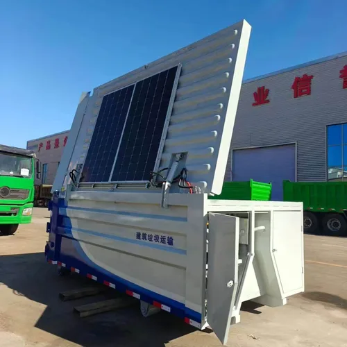 Custom Self-Generating Solar Hook Arm Decoration Waste Transfer Bin 8 Cubic Meter New Energy Hydraulic Sealed Cover Sanitation Roll Off Container No External Power Supply