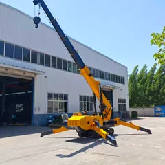 Self-Propelled Mini Spider Crane 360° Rotation Hydraulic Telescopic Boom Small Rubber Track Crane For Basement & Curtain Wall Construction