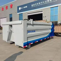 Custom Self-Generating Solar Hook Arm Decoration Waste Transfer Bin 8 Cubic Meter New Energy Hydraulic Sealed Cover Sanitation Roll Off Container No External Power Supply