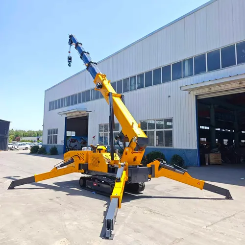 Self-Propelled Mini Spider Crane 360° Rotation Hydraulic Telescopic Boom Small Rubber Track Crane For Basement & Curtain Wall Construction