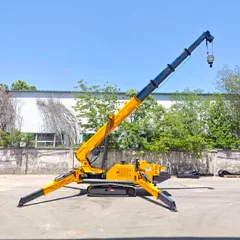 Self-Propelled Mini Spider Crane 360° Rotation Hydraulic Telescopic Boom Small Rubber Track Crane For Basement & Curtain Wall Construction