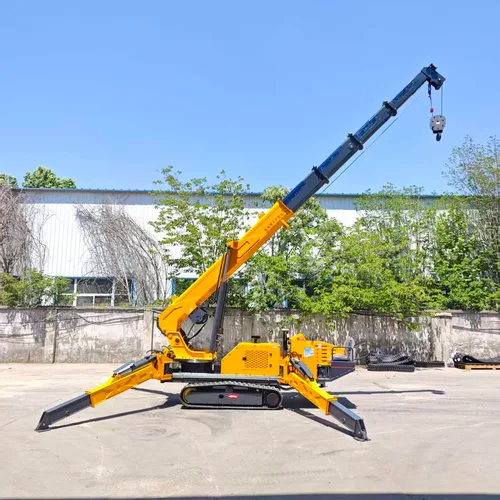 Self-Propelled Mini Spider Crane 360° Rotation Hydraulic Telescopic Boom Small Rubber Track Crane For Basement & Curtain Wall Construction