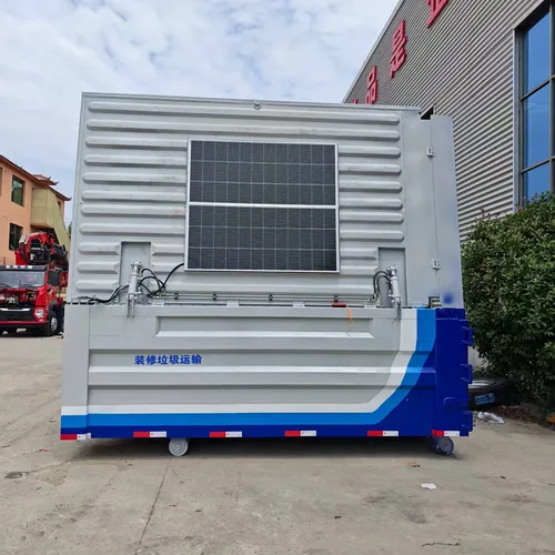 Custom Self-Generating Solar Hook Arm Decoration Waste Transfer Bin 8 Cubic Meter New Energy Hydraulic Sealed Cover Sanitation Roll Off Container No External Power Supply
