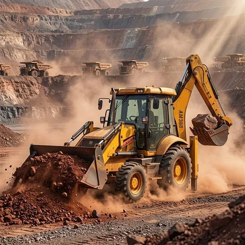 Construction backhoe loader with loading and digging functions