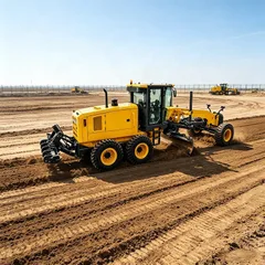 wheel motor grader with rear ripper and front blade options