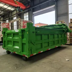Custom Thickened Hook Arm Construction Waste Transfer Bin 7 Cubic Meter Engineering Roll Off Box Full Auto Electric Sealed Tarpaulin Sanitation Hook Lift Bin