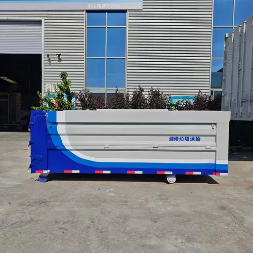 Custom Self-Generating Solar Hook Arm Decoration Waste Transfer Bin 8 Cubic Meter New Energy Hydraulic Sealed Cover Sanitation Roll Off Container No External Power Supply