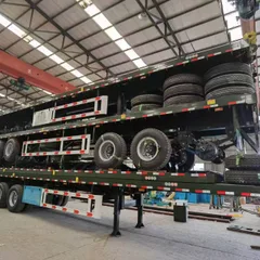 Tri-Axle Flatbed Container Semi Trailer 13m-16m Flat Bed Container Transport Trailer Factory Direct Price