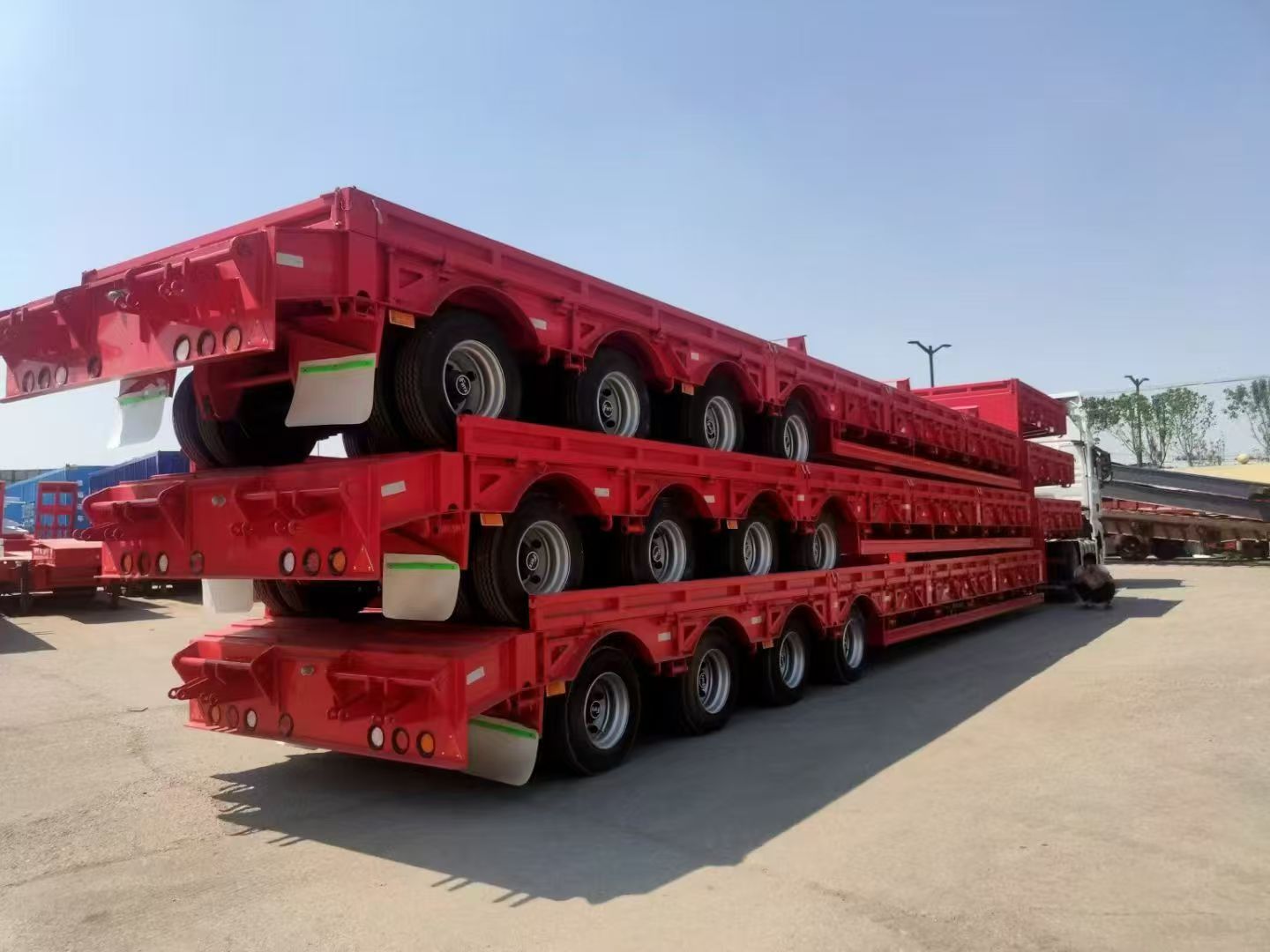 Brand New 3 Axle Flatbed Semi Trailer 60 Ton Steel Pallet Machinery Transport Flatbed Semi-Trailer