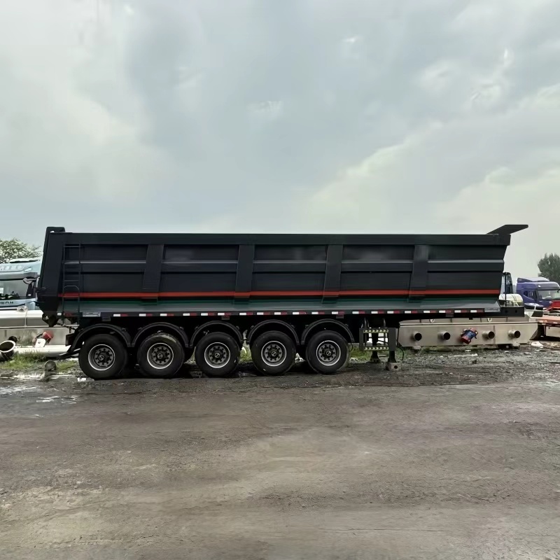 New Grey 5-Axle Rear Tipper Semi Trailer T700 Hardox Bucket HYVA Hydraulic Cylinder For Mine Heavy Load Transport