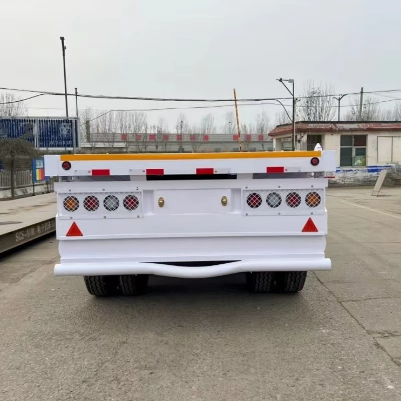 New Lightweight White Tri-Axle Flatbed Container Semi Trailer 40ft Q345 High Strength Steel 13Ton FUWA Axle