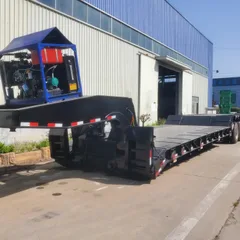 Brand New Hydraulic Ramp Lowbed Semi Trailer 4 Axle 80 Ton Excavator Machinery Transport Flatbed Semi-Trailer