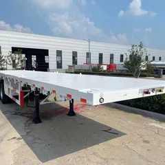 Export Flatbed Semi-Trailer 3-Axle Mechanical Leaf Spring Suspension Multi Color New Flat Haulage Trailer Ready Stock