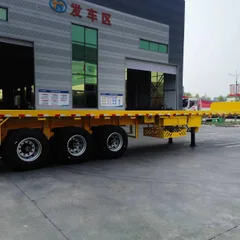 Export Flatbed Semi-Trailer 3-Axle Mechanical Leaf Spring Suspension Multi Color New Flat Haulage Trailer Ready Stock