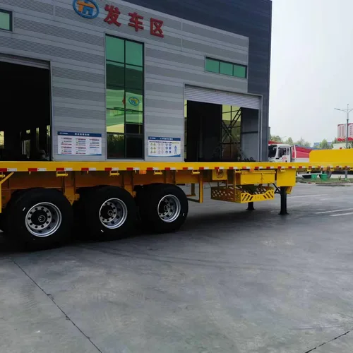 Export Flatbed Semi-Trailer 3-Axle Mechanical Leaf Spring Suspension Multi Color New Flat Haulage Trailer Ready Stock