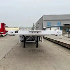 New Lightweight White Tri-Axle Flatbed Container Semi Trailer 40ft Q345 High Strength Steel 13Ton FUWA Axle