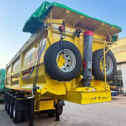 New Yellow 4 Axle Rear Tipper Semi Trailer T700 Hardox Bucket HYVA Hydraulic Cylinder For Mine Stone Sand Transport