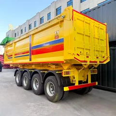 New Yellow 4 Axle Rear Tipper Semi Trailer T700 Hardox Bucket HYVA Hydraulic Cylinder For Mine Stone Sand Transport