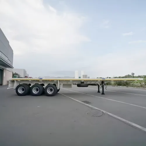 New White Tri-Axle Flatbed Container Semi Trailer Lightweight 40ft Q345 Steel 13Ton FUWA Axle