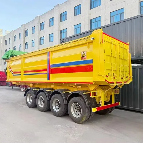 New Yellow 4 Axle Rear Tipper Semi Trailer T700 Hardox Bucket HYVA Hydraulic Cylinder For Mine Stone Sand Transport