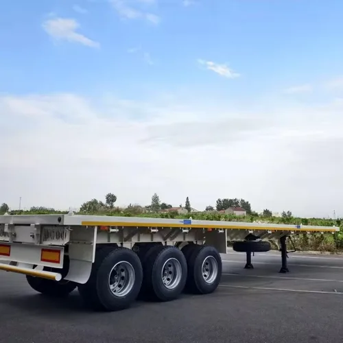 New White Tri-Axle Flatbed Container Semi Trailer Lightweight 40ft Q345 Steel 13Ton FUWA Axle
