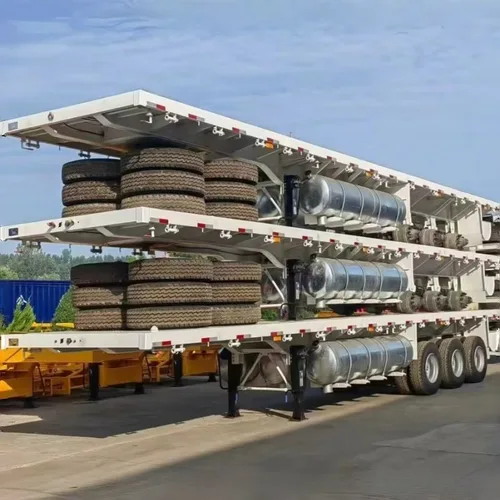 New Lightweight White Tri-Axle Flatbed Container Semi Trailer 40ft Q345 High Strength Steel 13Ton FUWA Axle