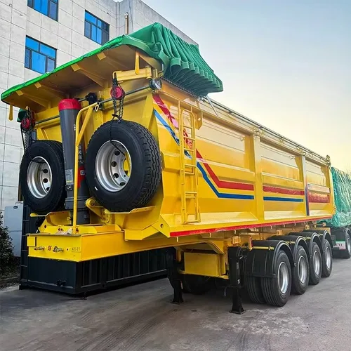 New Yellow 4 Axle Rear Tipper Semi Trailer T700 Hardox Bucket HYVA Hydraulic Cylinder For Mine Stone Sand Transport