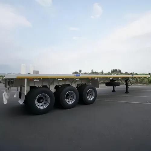 New White Tri-Axle Flatbed Container Semi Trailer Lightweight 40ft Q345 Steel 13Ton FUWA Axle