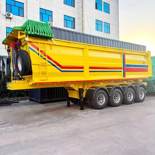 New Yellow 4 Axle Rear Tipper Semi Trailer T700 Hardox Bucket HYVA Hydraulic Cylinder For Mine Stone Sand Transport