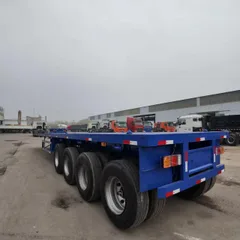 New Tri-Axle Flatbed Container Semi Trailer 20/40/45ft Q345 High Strength Steel Load 40-80 Ton