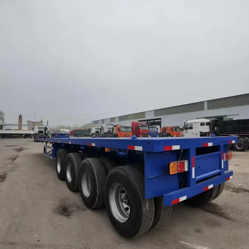 New Tri-Axle Flatbed Container Semi Trailer 20/40/45ft Q345 High Strength Steel Load 40-80 Ton