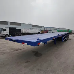 New Tri-Axle Flatbed Container Semi Trailer 20/40/45ft Q345 High Strength Steel Load 40-80 Ton