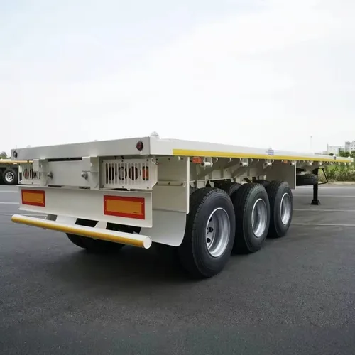 New White Tri-Axle Flatbed Container Semi Trailer Lightweight 40ft Q345 Steel 13Ton FUWA Axle