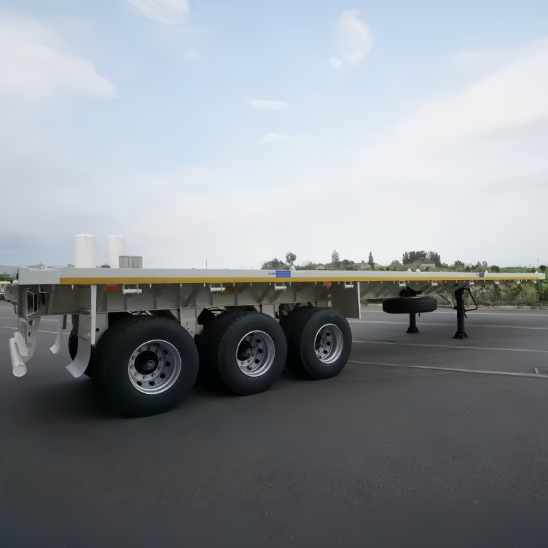 New White Tri-Axle Flatbed Container Semi Trailer Lightweight 40ft Q345 Steel 13Ton FUWA Axle