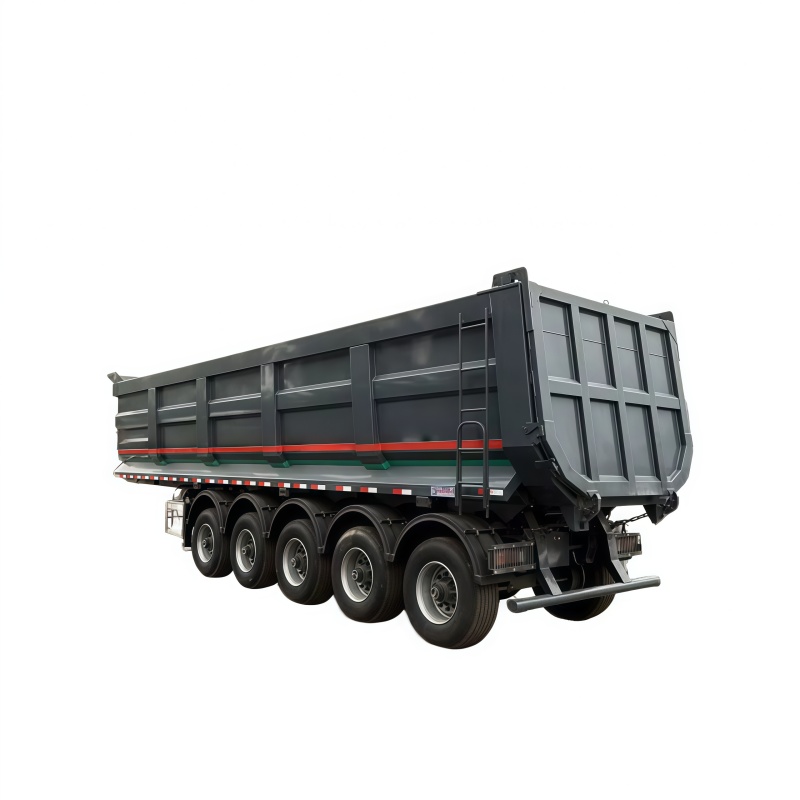 New Grey 5-Axle Rear Tipper Semi Trailer T700 Hardox Bucket HYVA Hydraulic Cylinder For Mine Heavy Load Transport