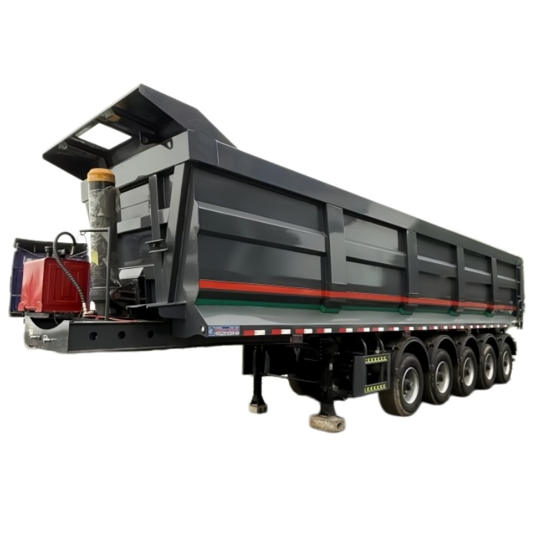 New Grey 5-Axle Rear Tipper Semi Trailer T700 Hardox Bucket HYVA Hydraulic Cylinder For Mine Heavy Load Transport