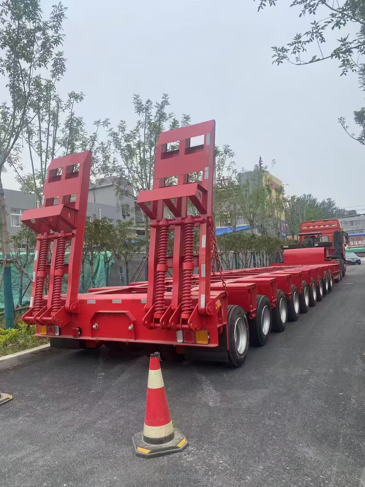 Custom Low Flatbed Semi Trailer 10-30m Construction Machinery Transport 3 Axle Low Loader Trailer Price 50,000-1,000,000 CNY Customizable