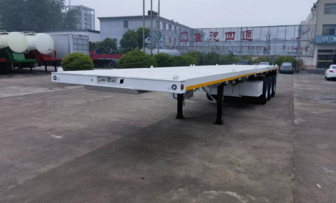 Standard Flatbed Container Semi Trailer, Fits Multiple Container Sizes, Through Beam Anti-deformation, Special For Cross-border Port Logistics